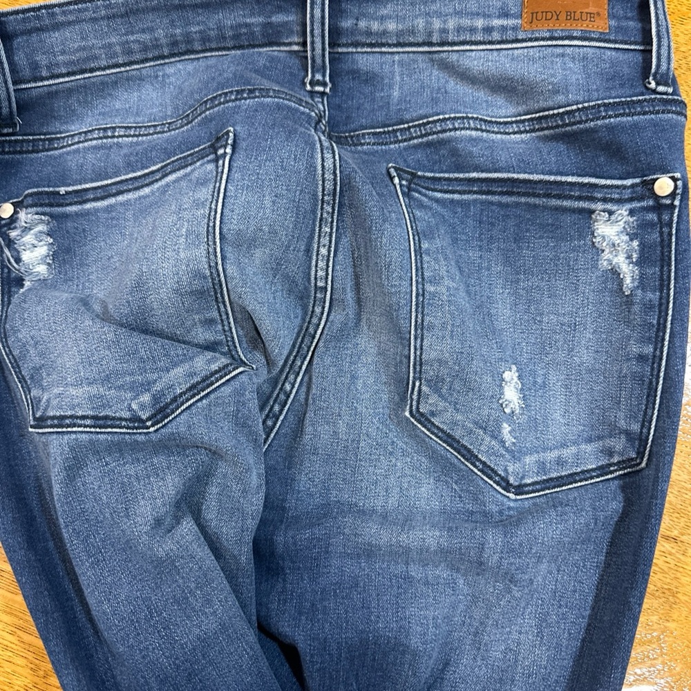 Judy Blue Distressed Dark Blue Skinny Jeans